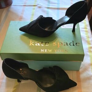 NEW! kate spade Black Suede Heels with Bow